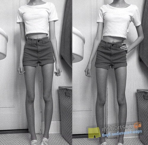 Худенькие ножки анорексичек в шортах 2 (20 фото)